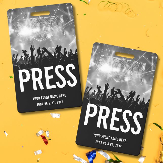 Concert Press All Access Pass Black White ID Badge (Creator Uploaded)