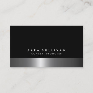 Concert Promoter Bold Dark Chrome Business Card