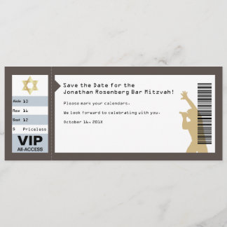 Concert Ticket Bar Mitzvah Save the Date in Brown Invitation