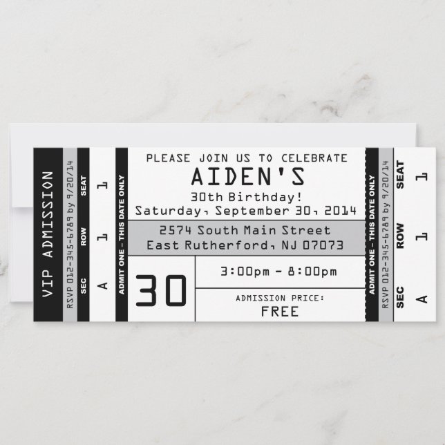 Concert Ticket Invitation Black (Front)
