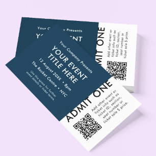 Concert Ticket Navy Blue QR Code Event Ticket