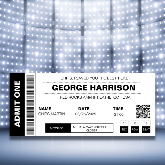 Concert Ticket QR Code Minimalist Black And White (Concert Ticket QR Code Minimalist Black And White)