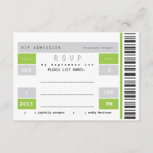 Concert Ticket Stub RSVP Card