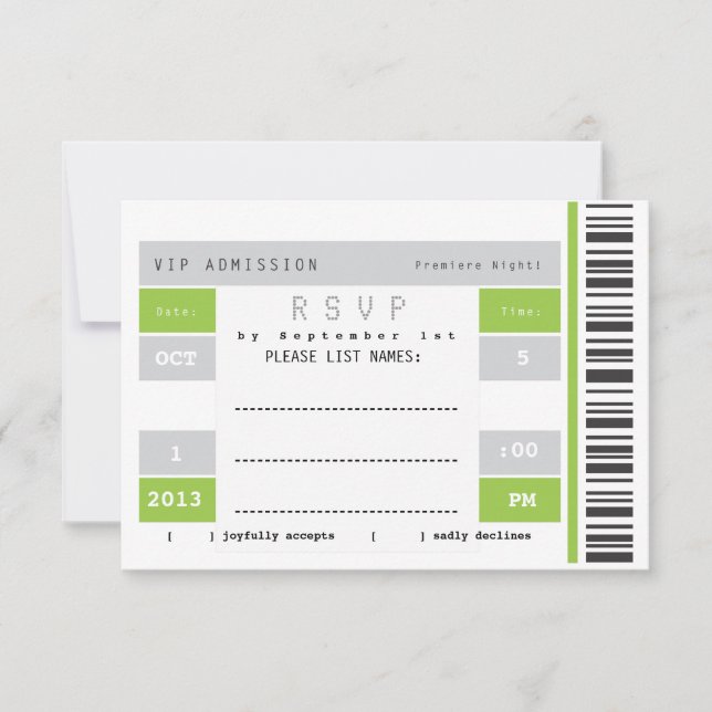 Concert Ticket Stub RSVP Card (Front)