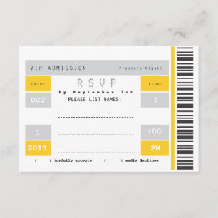 Concert Ticket Stub RSVP Card
