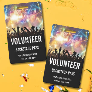 Concert Volunteer All Access Pass ID Badge
