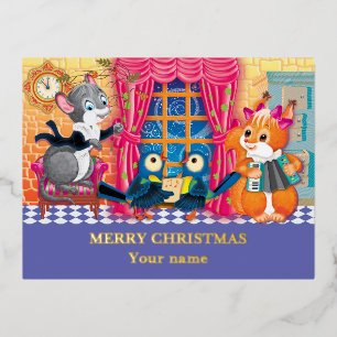 concert Young Animal Foil Holiday Postcard