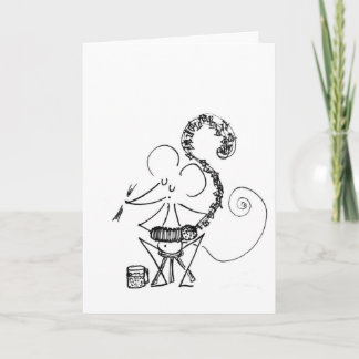 Concertina Player - Stickmice Blank Greeting Card