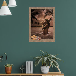 Conch Blowing Poster w/out frame