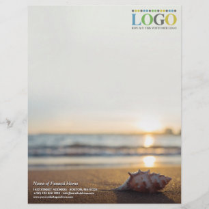 Conch on Beach at Sunrise Funeral Your Logo Custom Letterhead