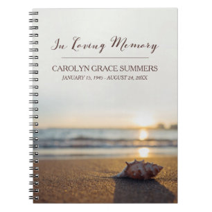 Conch on Beach In Loving Memory Guestbook Spiral Notebook