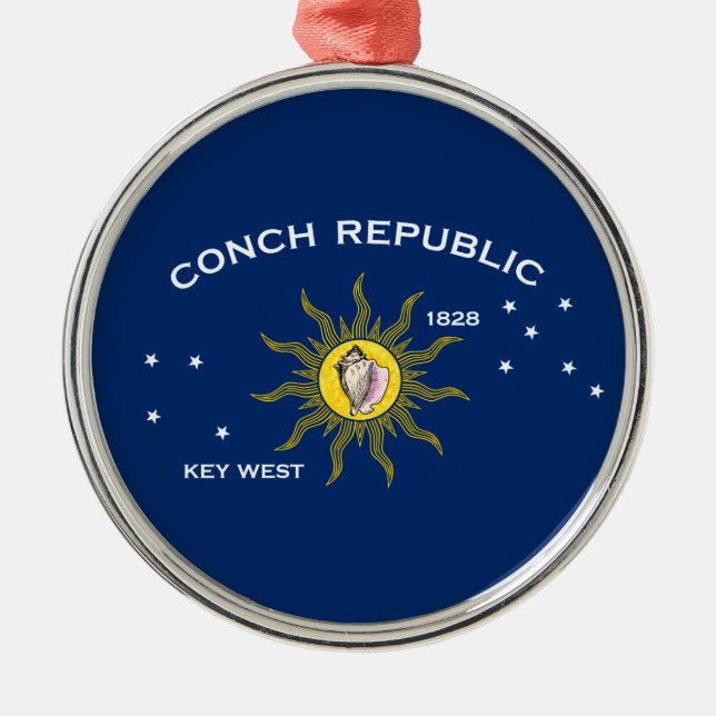 Conch Republic Flag Key West Florida Metal Tree Decoration (Front)