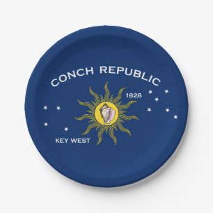 Conch Republic Flag Key West Florida Paper Plate