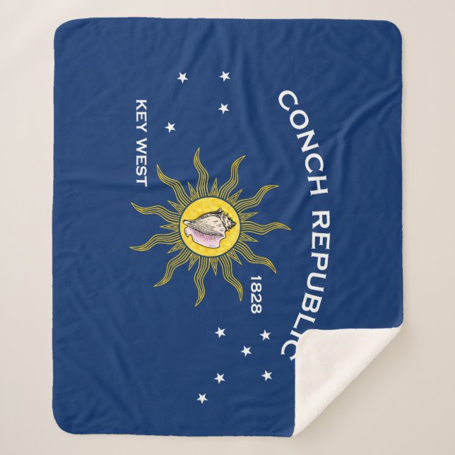 Conch Republic Flag Key West Florida Sherpa Blanket (Front)