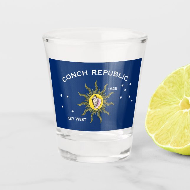 Conch Republic Flag Key West Florida Shot Glass (Front)