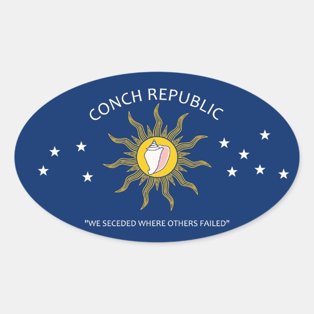 Conch Republic Flag Oval Sticker (Front)