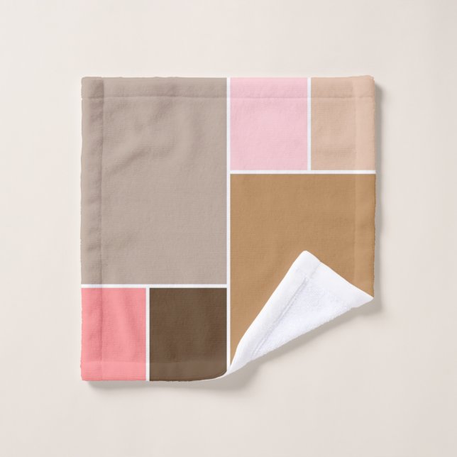 Conch Seashell Colour Blocks Bath Towel Set (Wash Cloth)