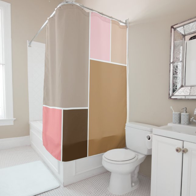 Conch Seashell Colour Blocks Shower Curtain (In Situ)