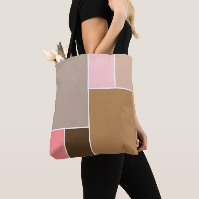 Conch Seashell Colour Blocks Tote Bag (Close Up)