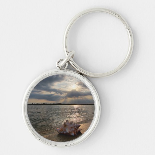 Conch Shell At Beach | St. Augustine, Fl Key Ring (Front)
