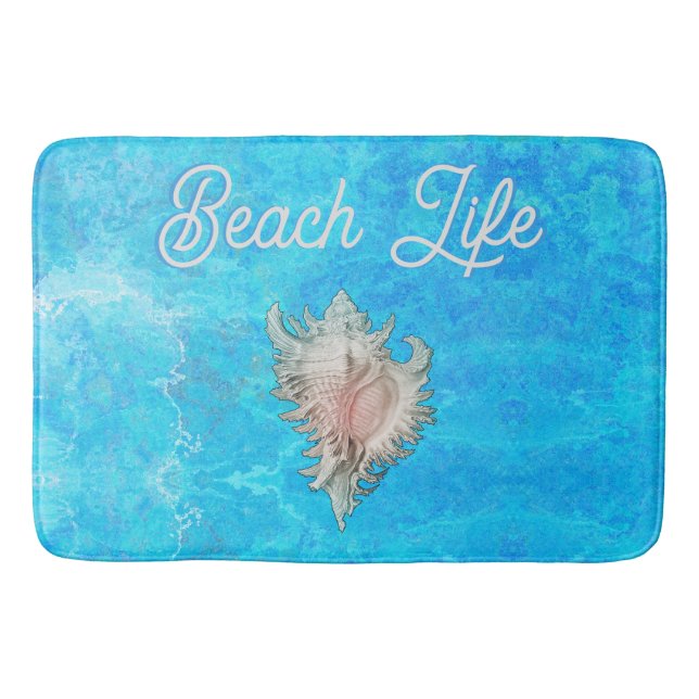 Conch Shell "Beach Life"  Bath Mat (Front)