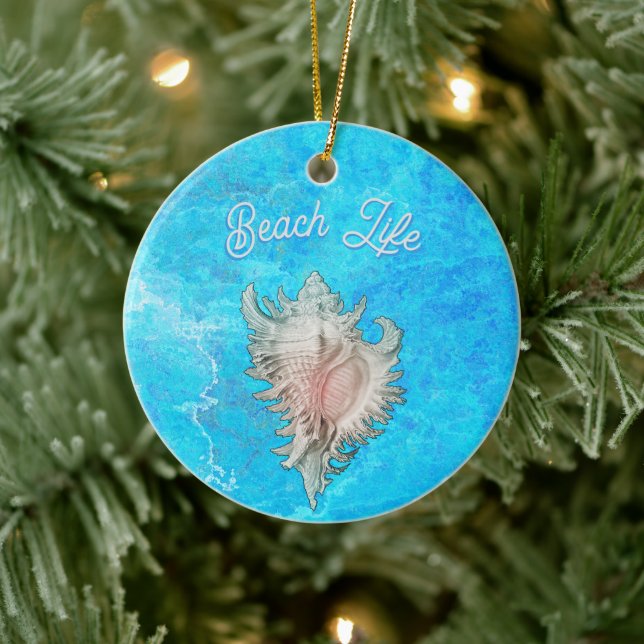 Conch Shell "Beach Life" Ceramic Tree Decoration (Tree)