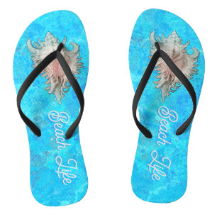 Conch Shell "Beach Life"  Jandals