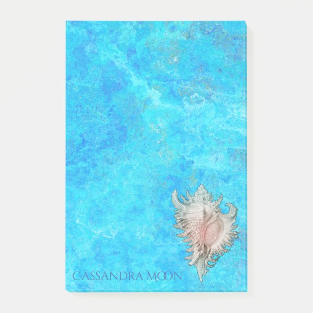 Conch Shell "Beach Life" Personalised Post-it Notes (Front)