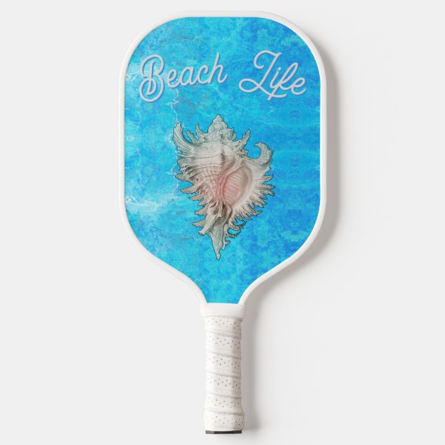Conch Shell "Beach Life" Pickleball Paddle (Front)