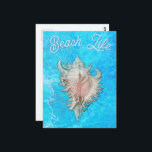 Conch Shell "Beach Life" Postcard<br><div class="desc">Conch Shell "Beach Life" 3 Ring Binder Proclaim your love of the "Beach Life". A delicately pink tinted conch shell so realistic you can almost hear the ocean. "Beach Life" is prominently displayed in a playful font, reminding you of the carefree days spent by the water, and evokes the feeling...</div>
