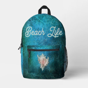 Conch Shell "Beach Life" Printed Backpack