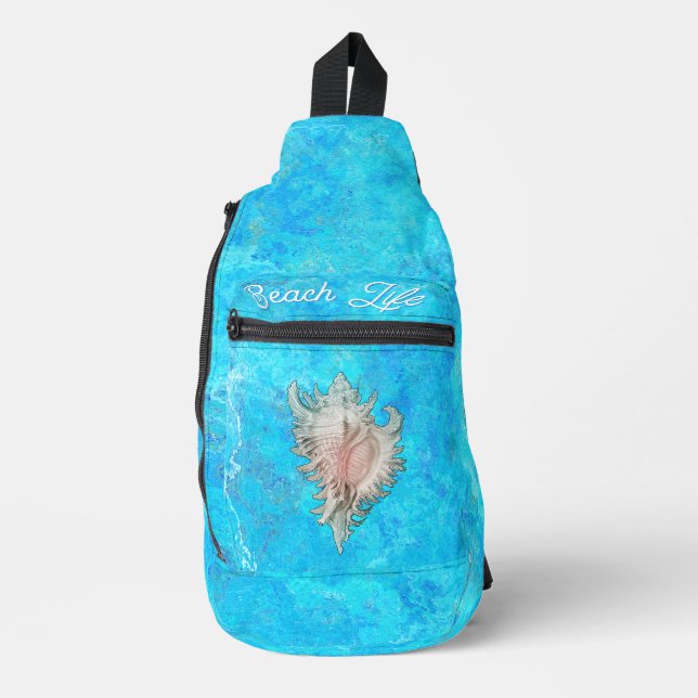 Conch Shell "Beach Life"  Sling Bag (Front)