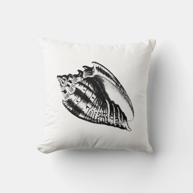 Conch Shell - black and white Cushion (Front)