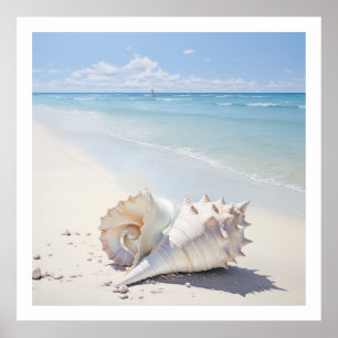 Conch shell by the beach poster