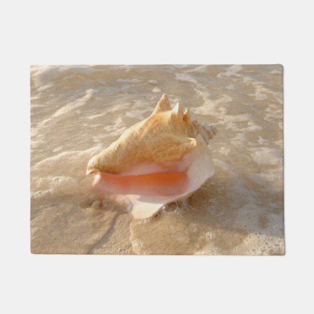 Conch Shell In Sand On Tropical Beach Doormat (Front)