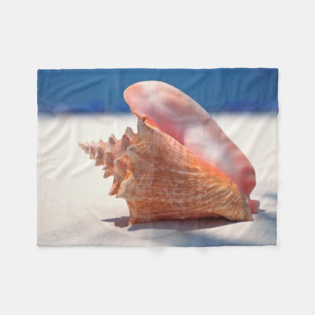 Conch Shell On Beach 2 Fleece Blanket (Front (Horizontal))