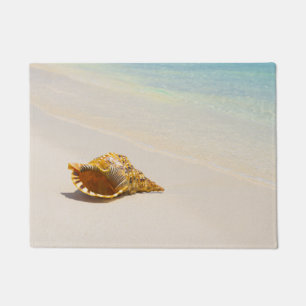 Conch Shell On Beach 3 Doormat