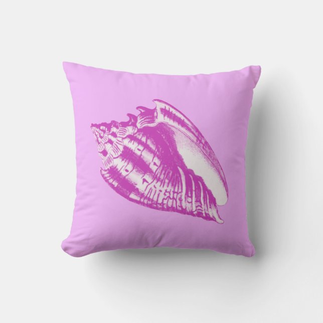 Conch Shell - orchid and white Cushion (Front)