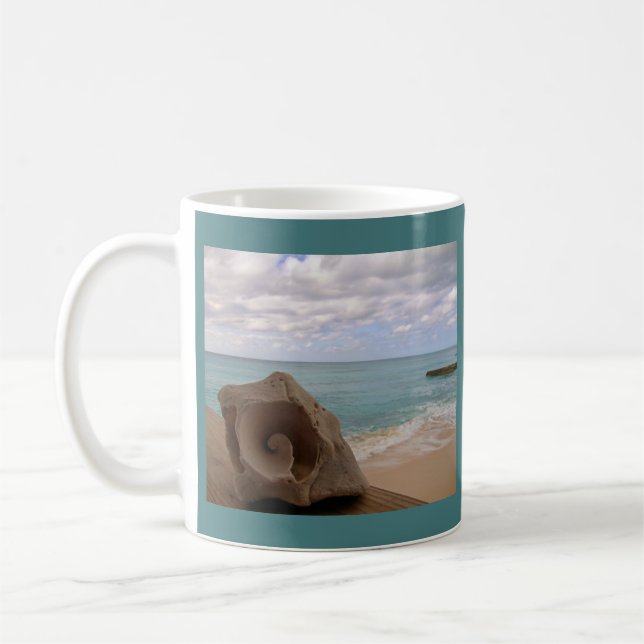 Conch Shell Paradise Beach Coffee Mug (Left)
