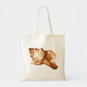 Conch shell sketch - brown, white and tan tote bag
