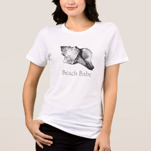 Conch shell sketch - shades of grey and white Tri-Blend shirt