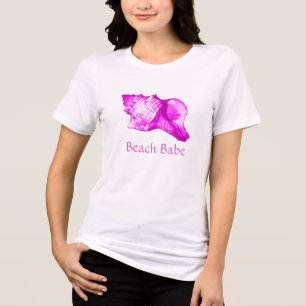 Conch shell sketch - shades of orchid and white Tri-Blend shirt