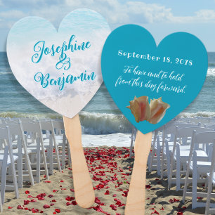 Conch Shells Heart Shaped Wedding Fans