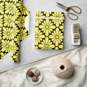 Concho Flower Pattern Yellow Wrapping Paper