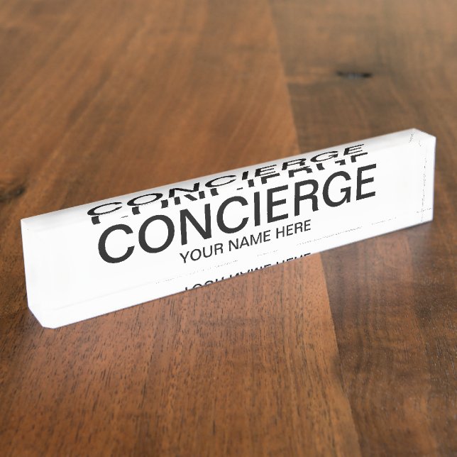 Concierge desk name plate with custom name (Side)