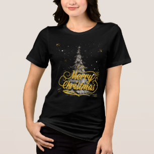 Concise Christmas Caption & Translation Tri-Blend Shirt