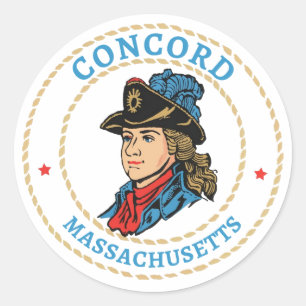 Concord Massachusetts Colonial Classic Round Sticker