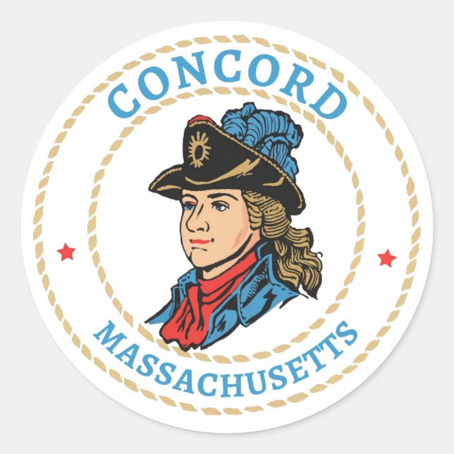 Concord Massachusetts Colonial Classic Round Sticker (Front)