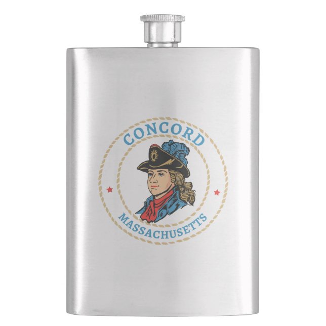 Concord Massachusetts Colonial Hip Flask (Front)