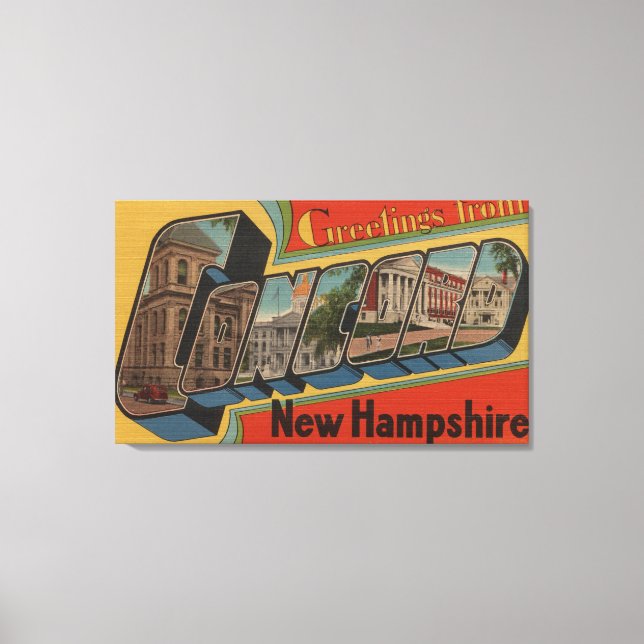 Concord, New Hampshire - Large Letter Scenes Canvas Print (Front)
